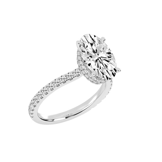 Brillastra Oval Cut Side Stone Lab Diamond Ring