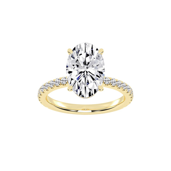 Brillastra Oval Cut Side Stone Lab Diamond Ring