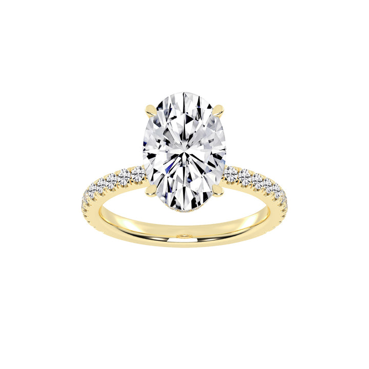 Brillastra Oval Cut Side Stone Lab Diamond Ring