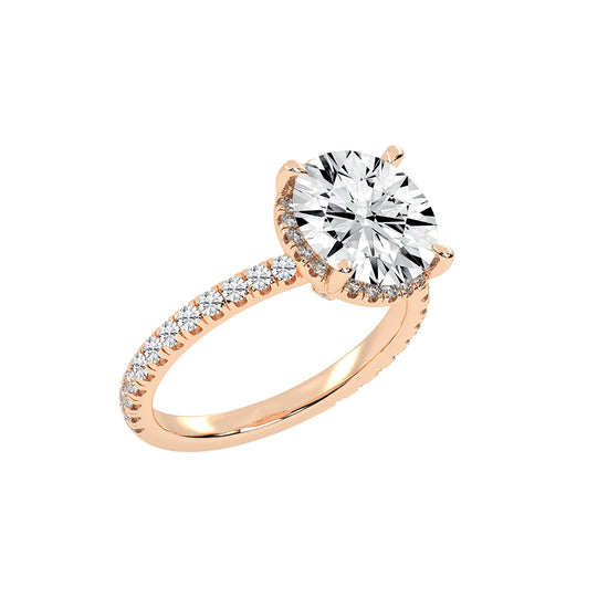 Alurella Round Cut Side Stone Lab Diamond Ring