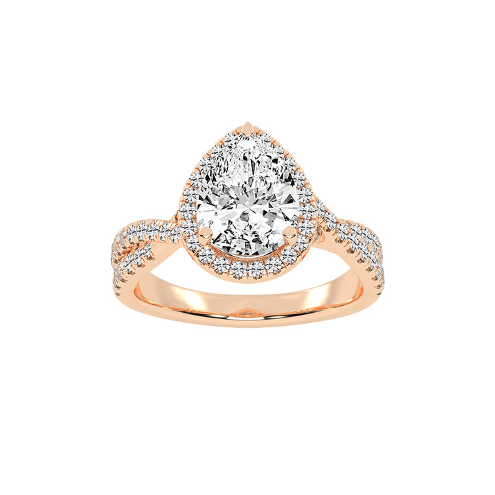 Haliovante Split Shank Pear Cut Halo Lab Diamond Ring