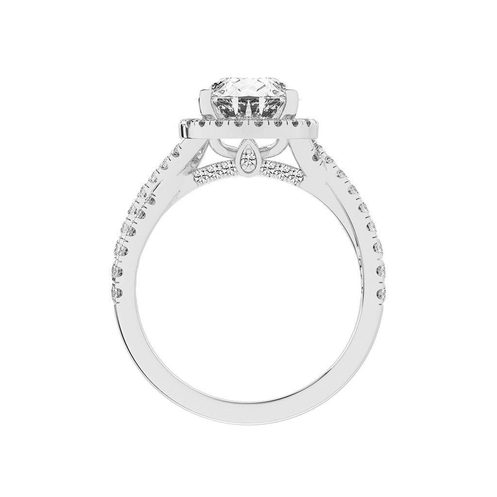Haliovante Split Shank Pear Cut Halo Lab Diamond Ring