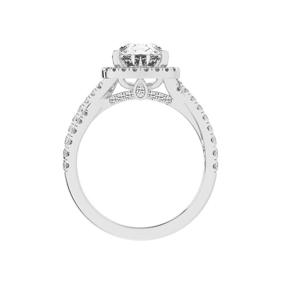 Haliovante Split Shank Pear Cut Halo Lab Diamond Ring