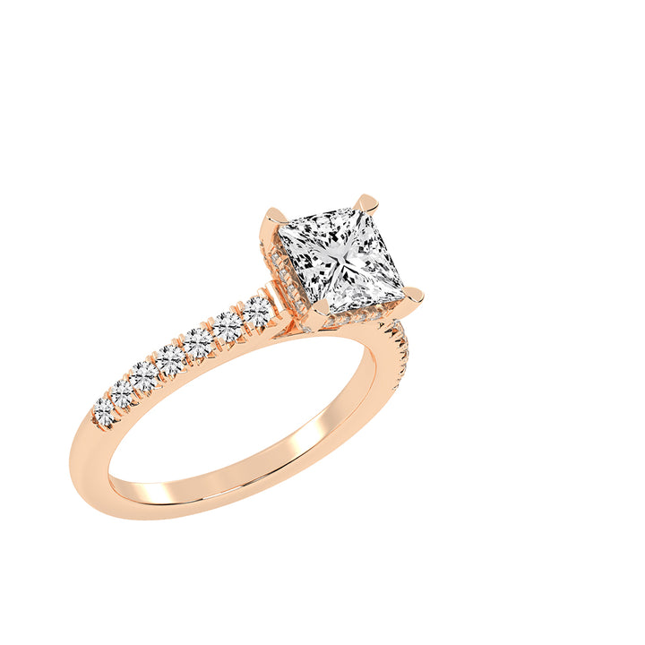 Sidora  Princess Cut Side Stone Lab Diamond Ring