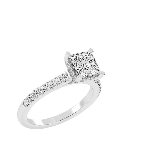 Sidora  Princess Cut Side Stone Lab Diamond Ring