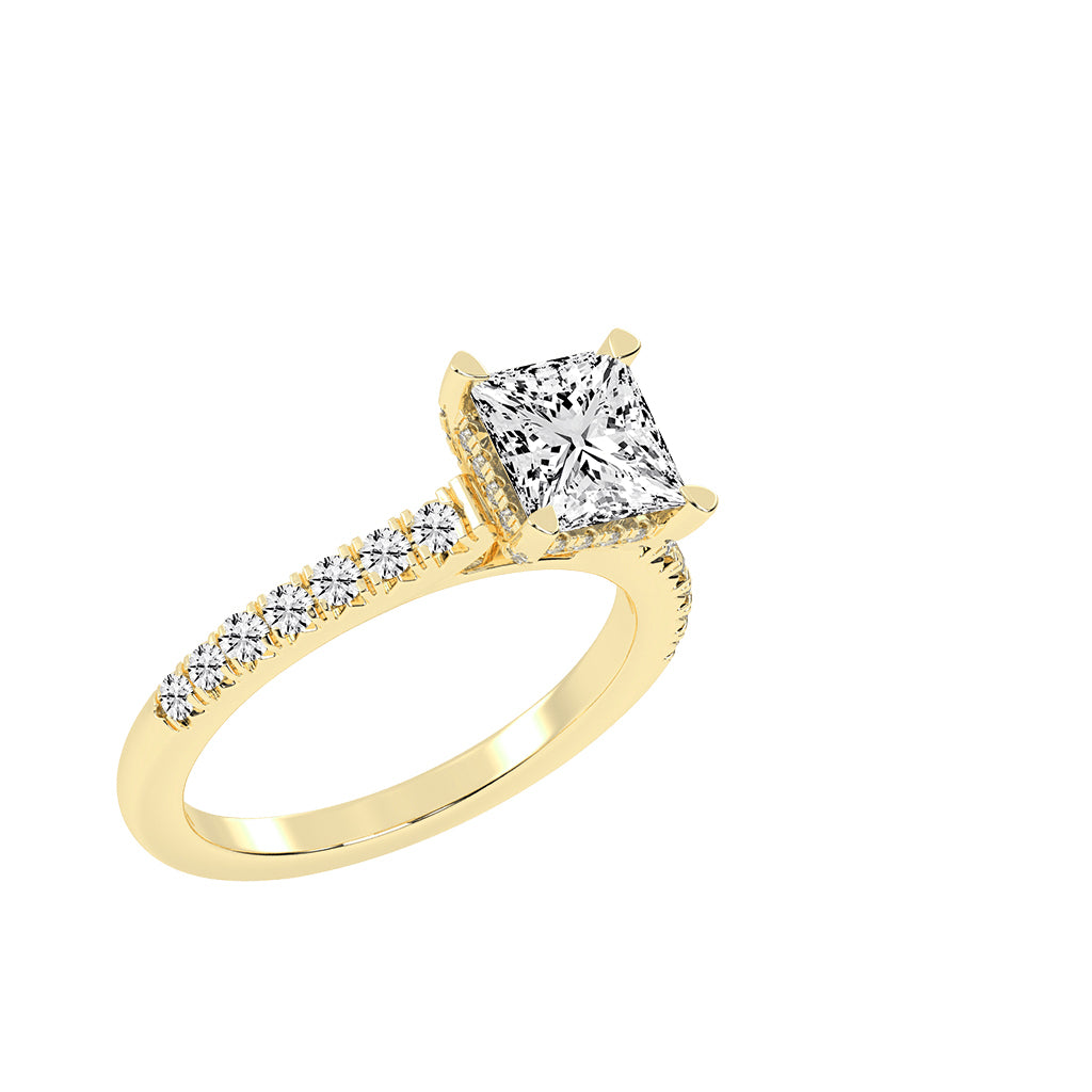 Sidora  Princess Cut Side Stone Lab Diamond Ring