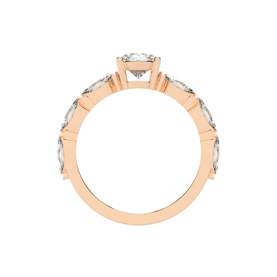 Lustris  Vintage Inspired Oval Cut Side Stone Lab Diamond Ring