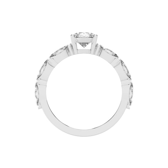 Lustris  Vintage Inspired Oval Cut Side Stone Lab Diamond Ring