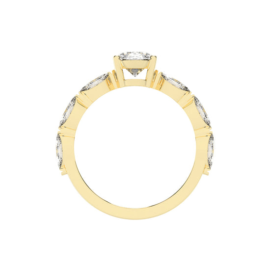 Lustris  Vintage Inspired Oval Cut Side Stone Lab Diamond Ring