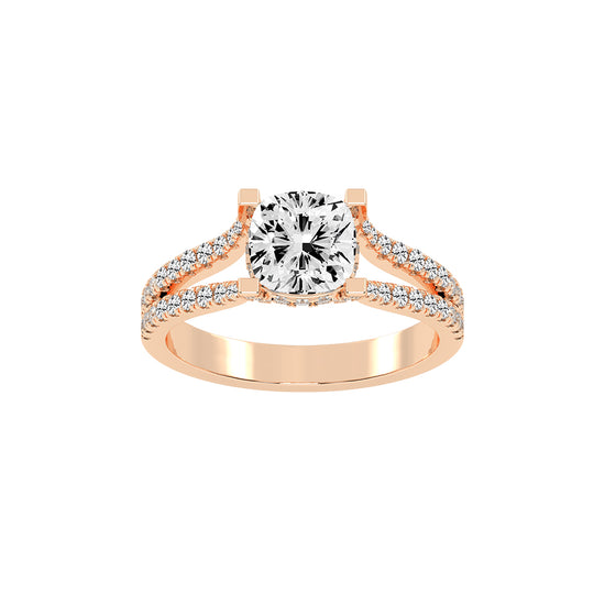 Evrylle  Split Shank Cushion Cut Classic Lab Diamond Ring