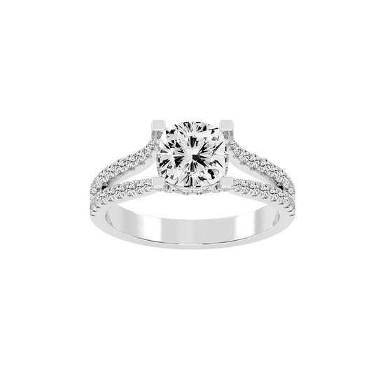 Evrylle  Split Shank Cushion Cut Classic Lab Diamond Ring