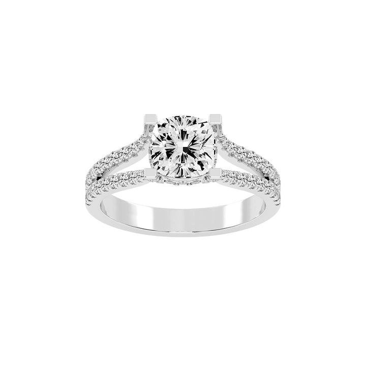 Evrylle  Split Shank Cushion Cut Classic Lab Diamond Ring