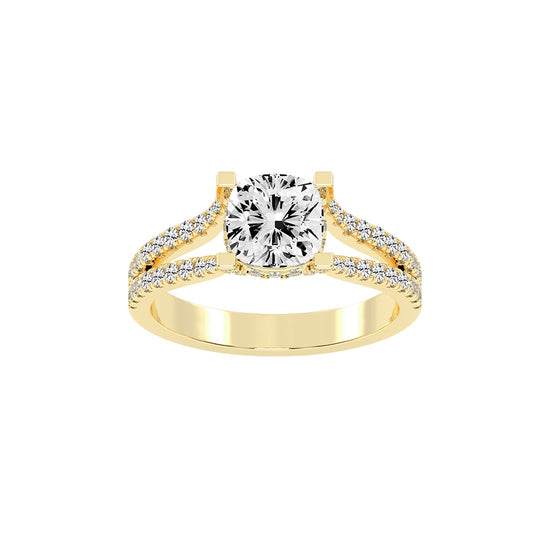Evrylle  Split Shank Cushion Cut Classic Lab Diamond Ring