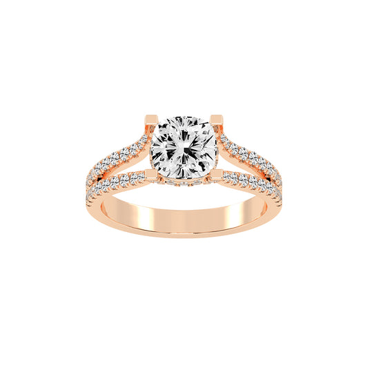 Evrylle  Split Shank Cushion Cut Classic Lab Diamond Ring
