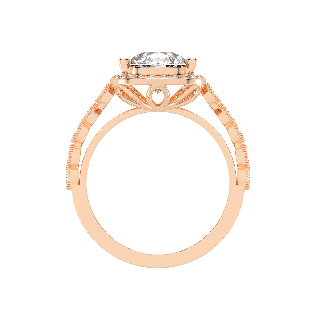 Haliviera Bezel Setting Pear Cut Halo Lab Diamond Ring