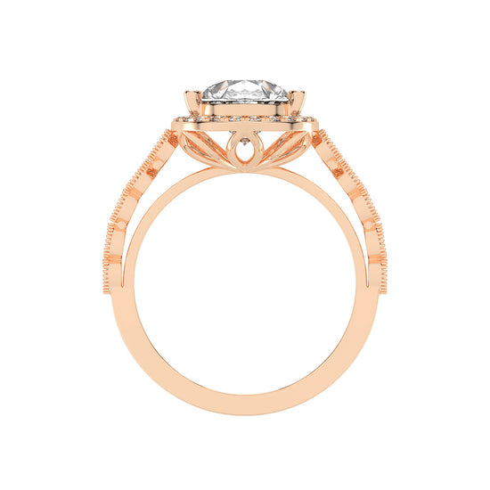 Haliviera Bezel Setting Pear Cut Halo Lab Diamond Ring