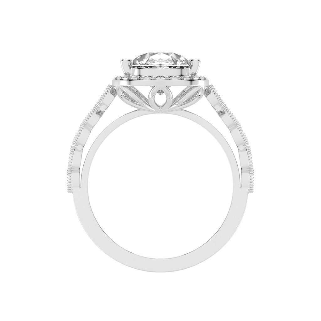 Haliviera Bezel Setting Pear Cut Halo Lab Diamond Ring