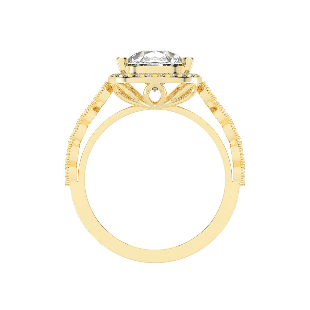 Haliviera Bezel Setting Pear Cut Halo Lab Diamond Ring