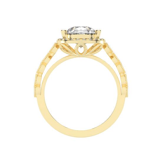 Haliviera Bezel Setting Pear Cut Halo Lab Diamond Ring