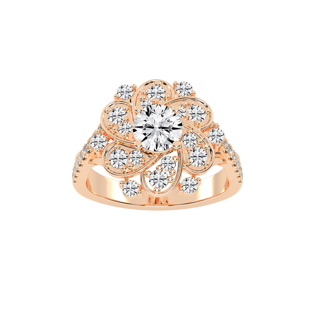 Gemissa Floral Style Cocktail Lab Diamond Ring
