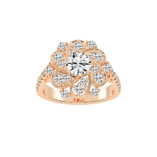 Gemissa Floral Style Cocktail Lab Diamond Ring