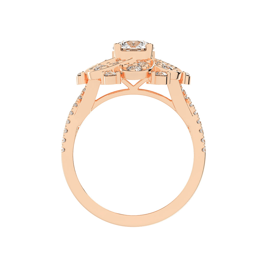 Gemissa Floral Style Cocktail Lab Diamond Ring