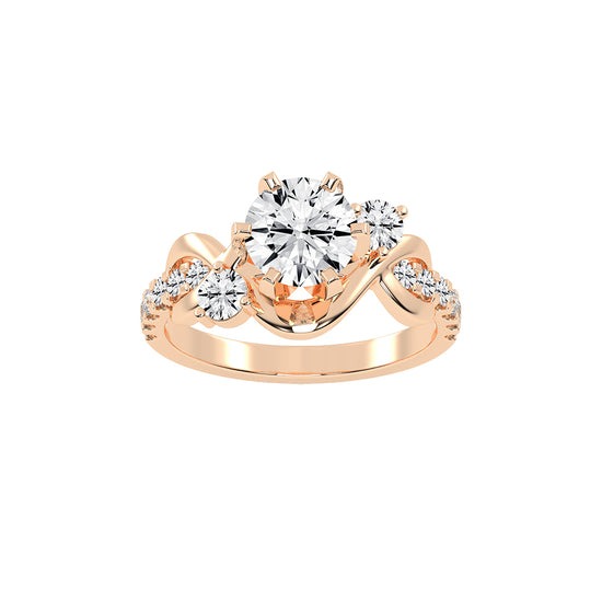 Sideonix Infinity Style Round Cut Side Stone Lab Diamond Ring