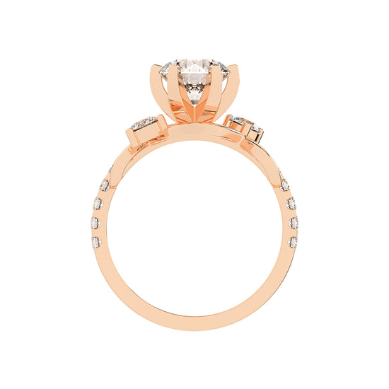 Sideonix Infinity Style Round Cut Side Stone Lab Diamond Ring