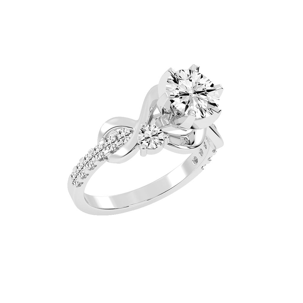 Sideonix Infinity Style Round Cut Side Stone Lab Diamond Ring