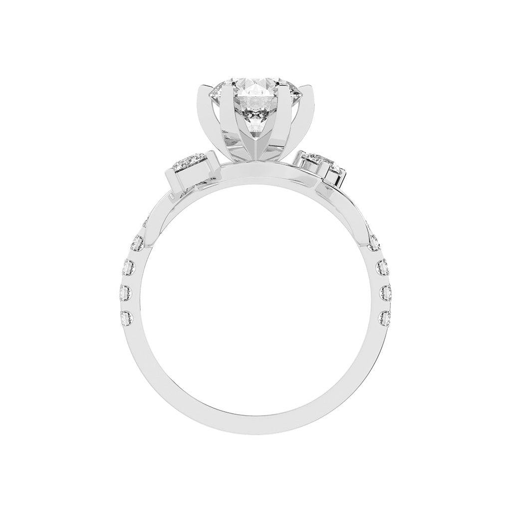 Sideonix Infinity Style Round Cut Side Stone Lab Diamond Ring