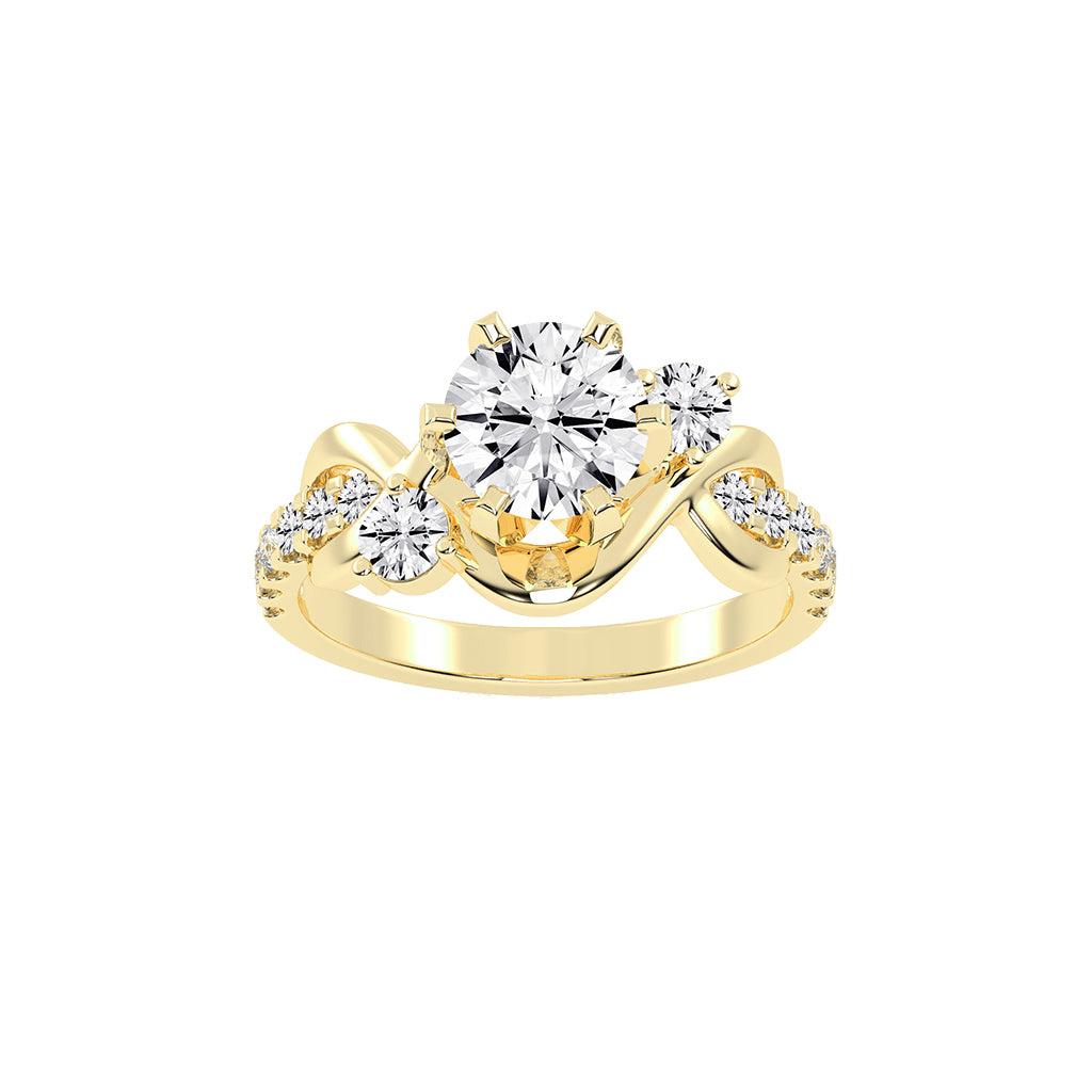 Sideonix Infinity Style Round Cut Side Stone Lab Diamond Ring