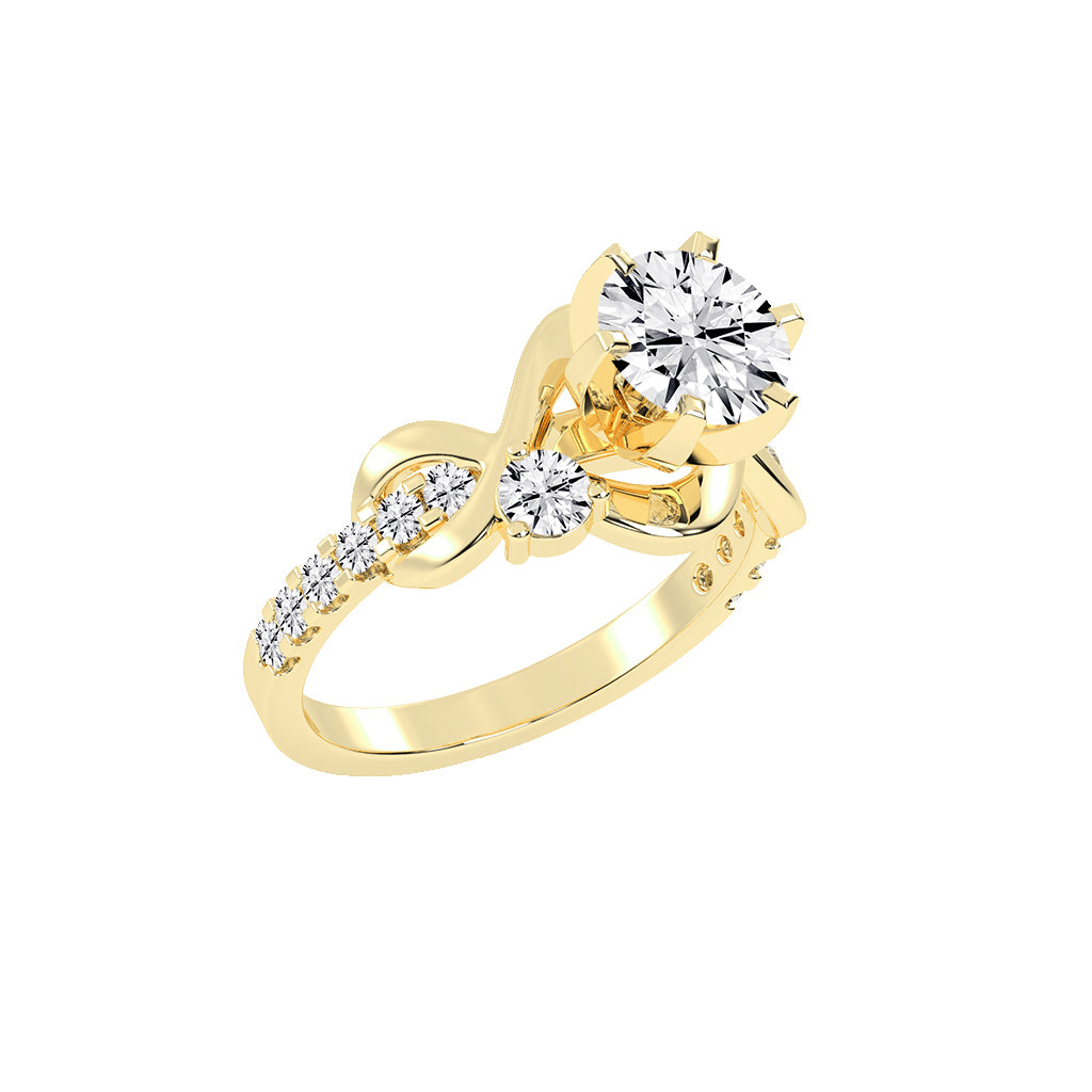 Sideonix Infinity Style Round Cut Side Stone Lab Diamond Ring