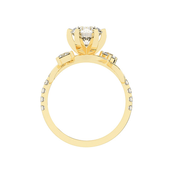Sideonix Infinity Style Round Cut Side Stone Lab Diamond Ring
