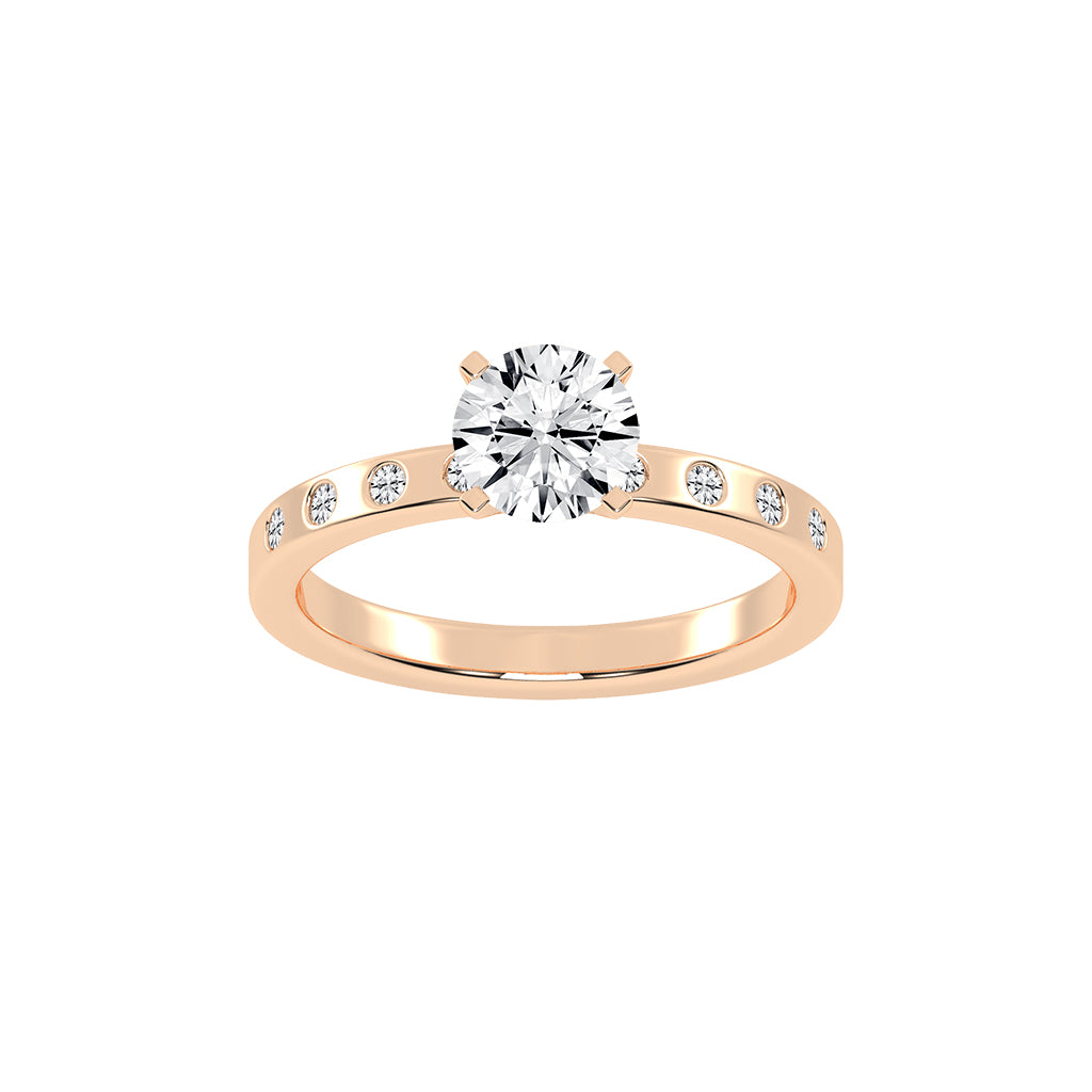 Solairne Gypsy Flush Round Cut Lab Diamond Ring