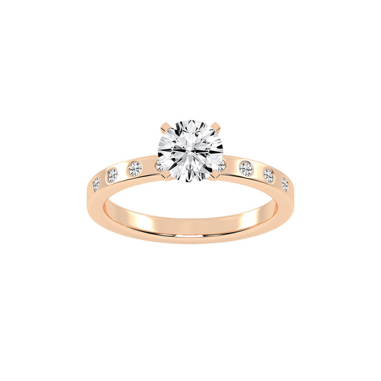 Solairne Gypsy Flush Round Cut Lab Diamond Ring