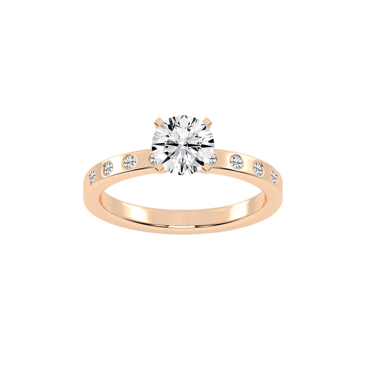Solairne Gypsy Flush Round Cut Lab Diamond Ring