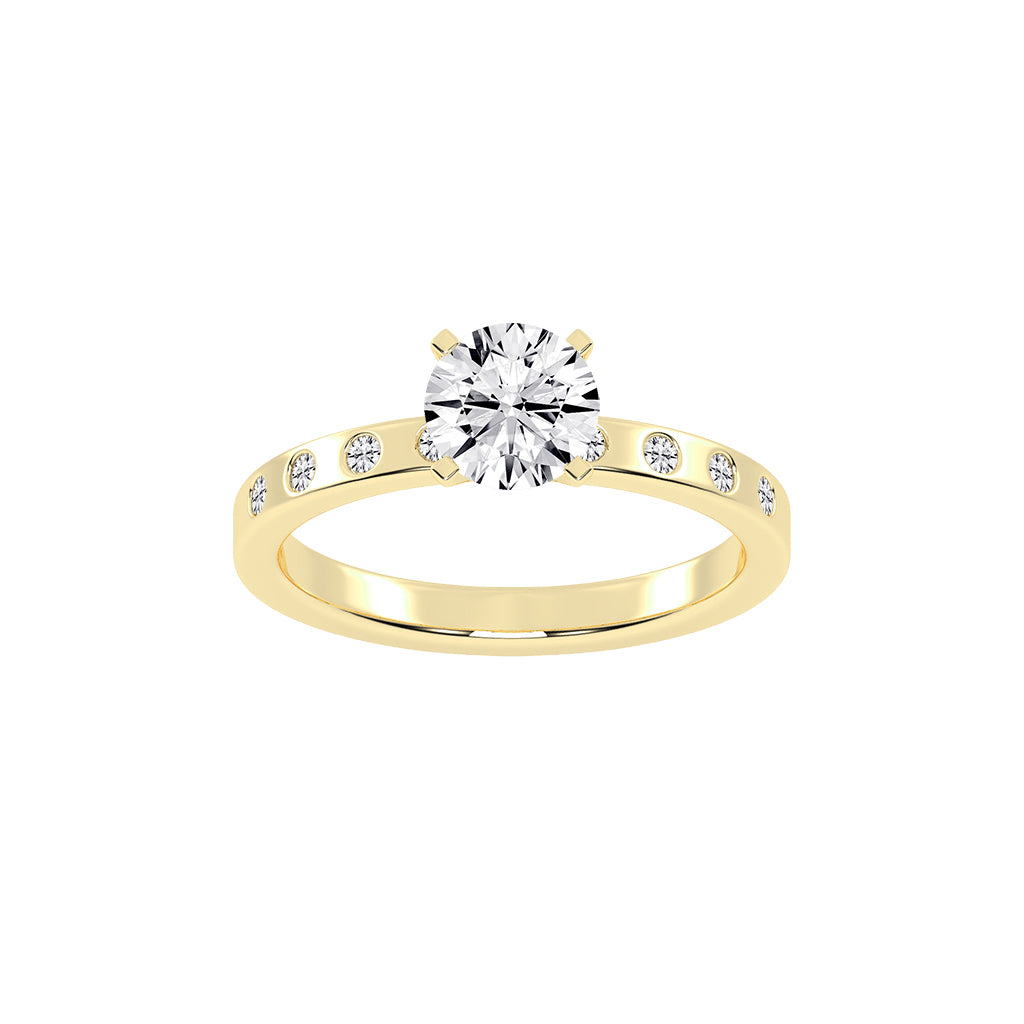 Solairne Gypsy Flush Round Cut Lab Diamond Ring