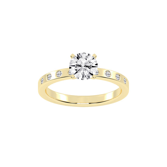 Solairne Gypsy Flush Round Cut Lab Diamond Ring