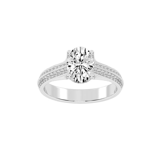 Diamyside Oval Cut Side Stone Lab Diamond Ring
