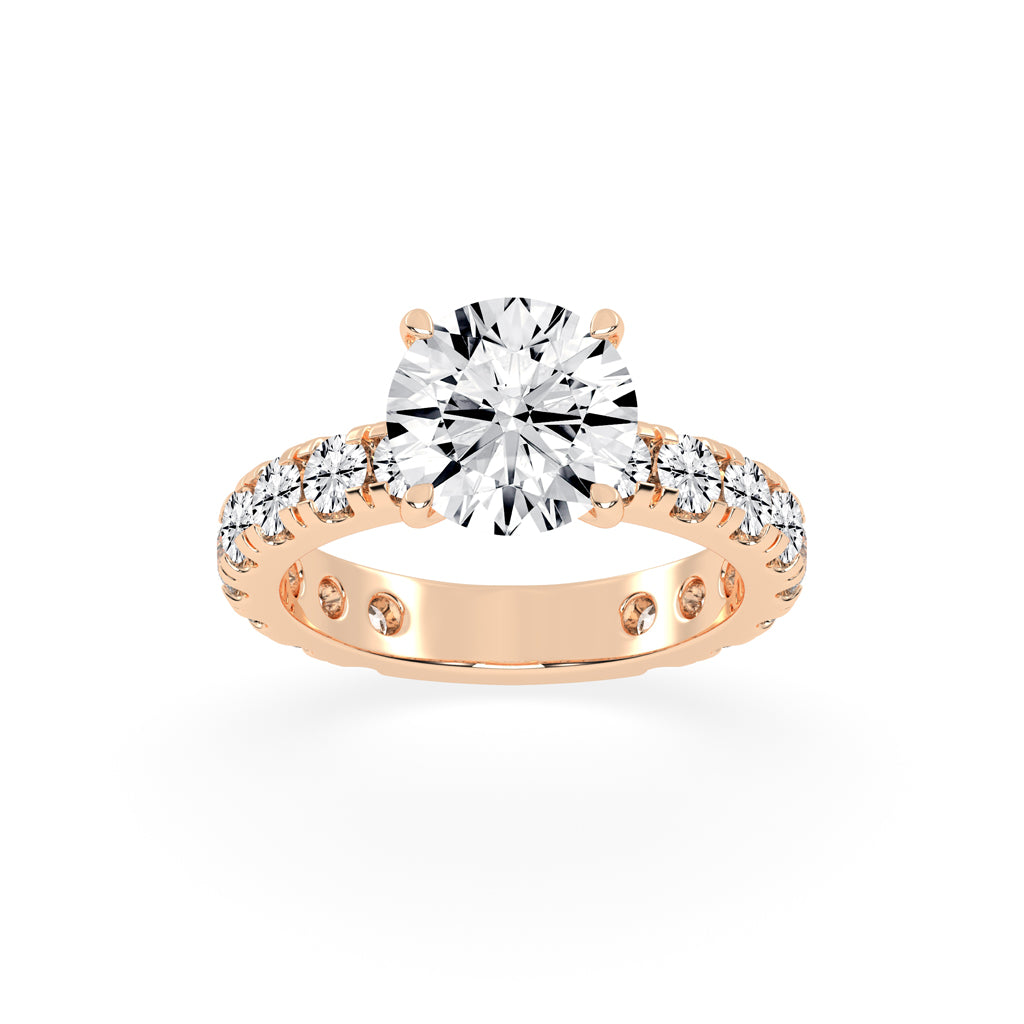 Crystalline Round Cut Side Stone Lab Diamond Ring