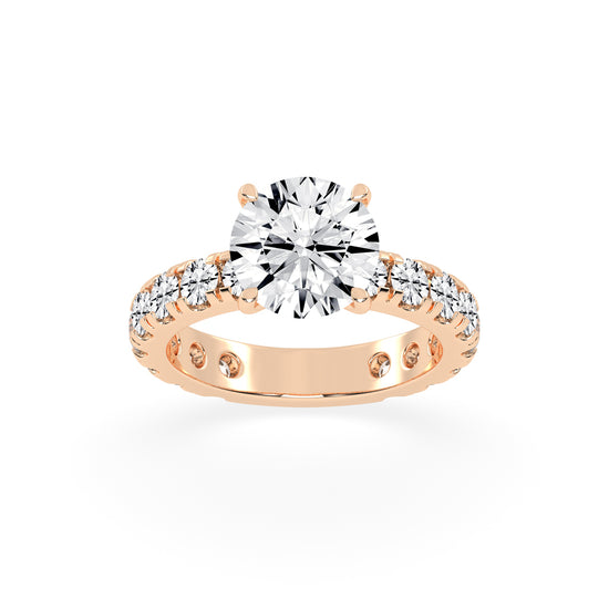 Crystalline Round Cut Side Stone Lab Diamond Ring