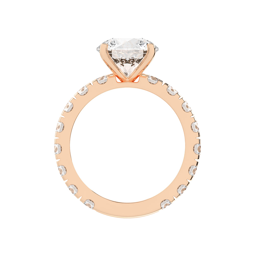 Crystalline Round Cut Side Stone Lab Diamond Ring
