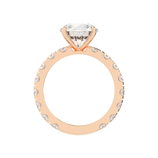 Crystalline Round Cut Side Stone Lab Diamond Ring