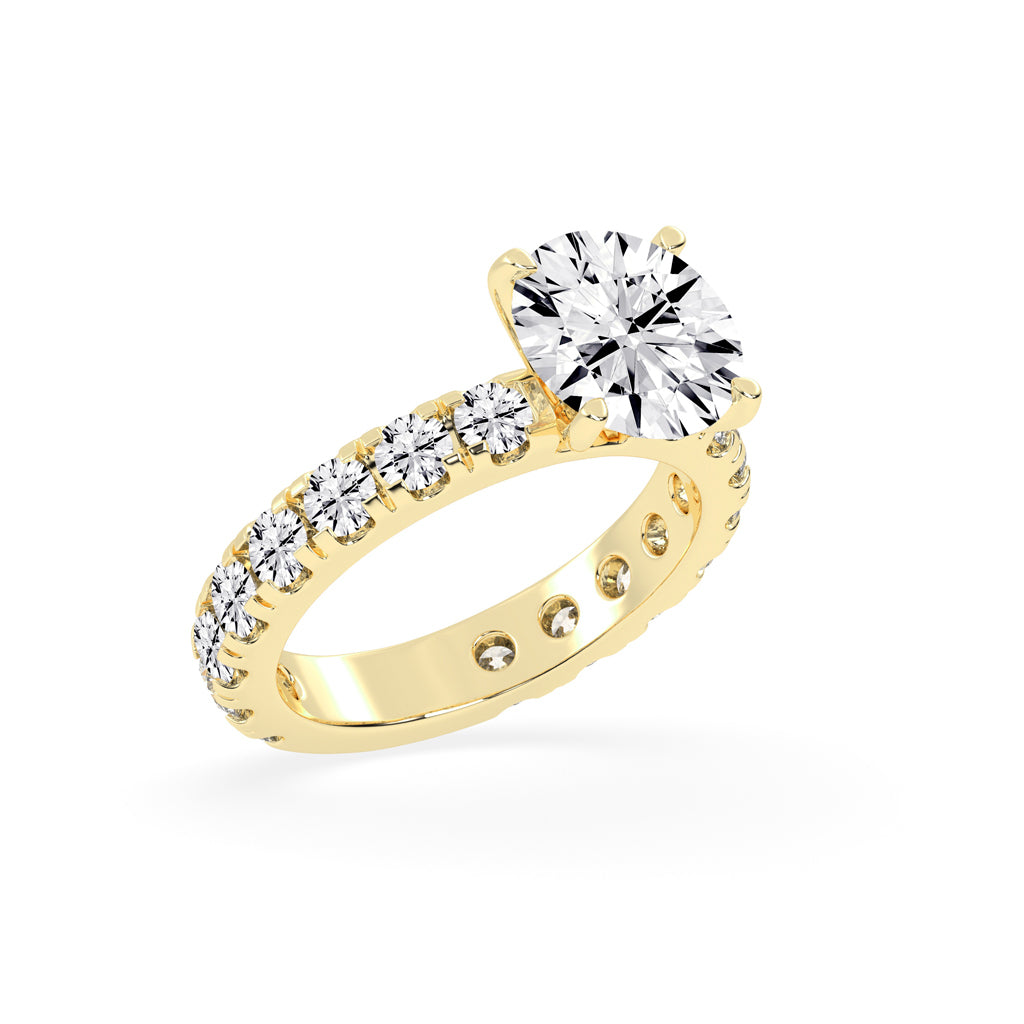 Crystalline Round Cut Side Stone Lab Diamond Ring
