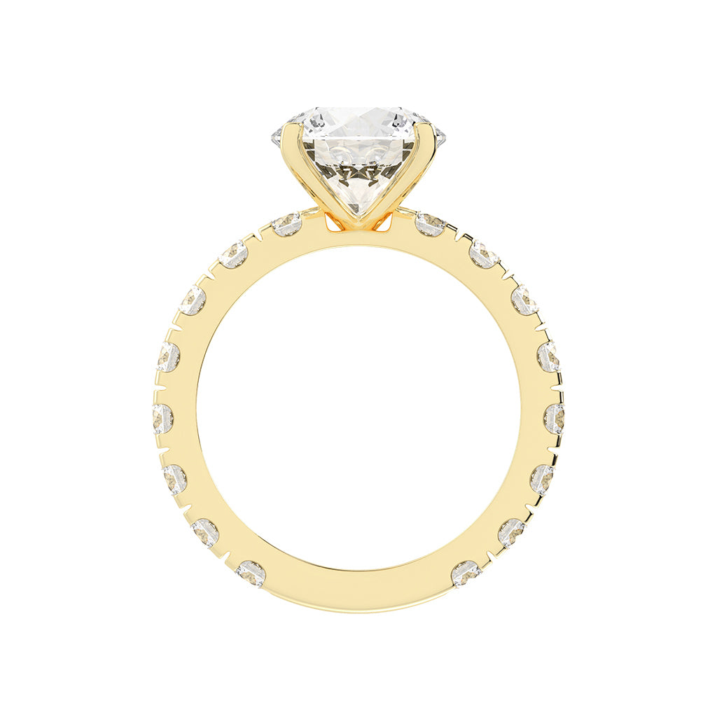 Crystalline Round Cut Side Stone Lab Diamond Ring