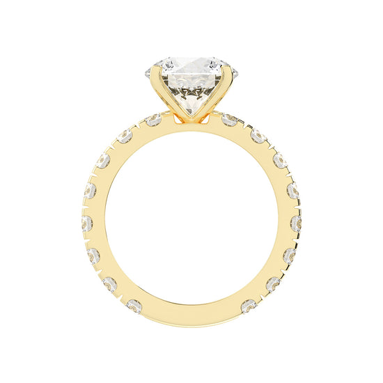 Crystalline Round Cut Side Stone Lab Diamond Ring