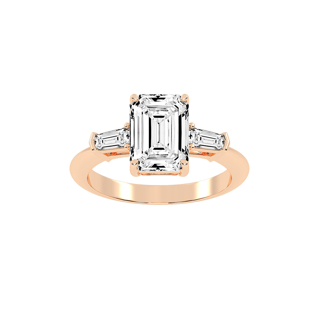 Trevalla Emerald Cut Three Stone Lab Diamond Ring