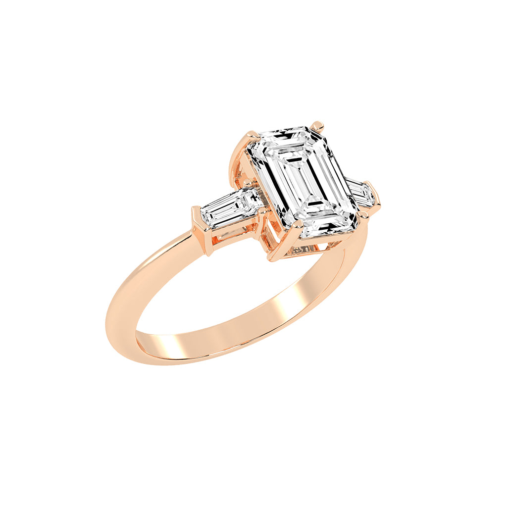 Trevalla Emerald Cut Three Stone Lab Diamond Ring
