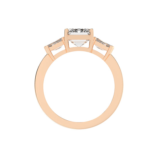 Trevalla Emerald Cut Three Stone Lab Diamond Ring