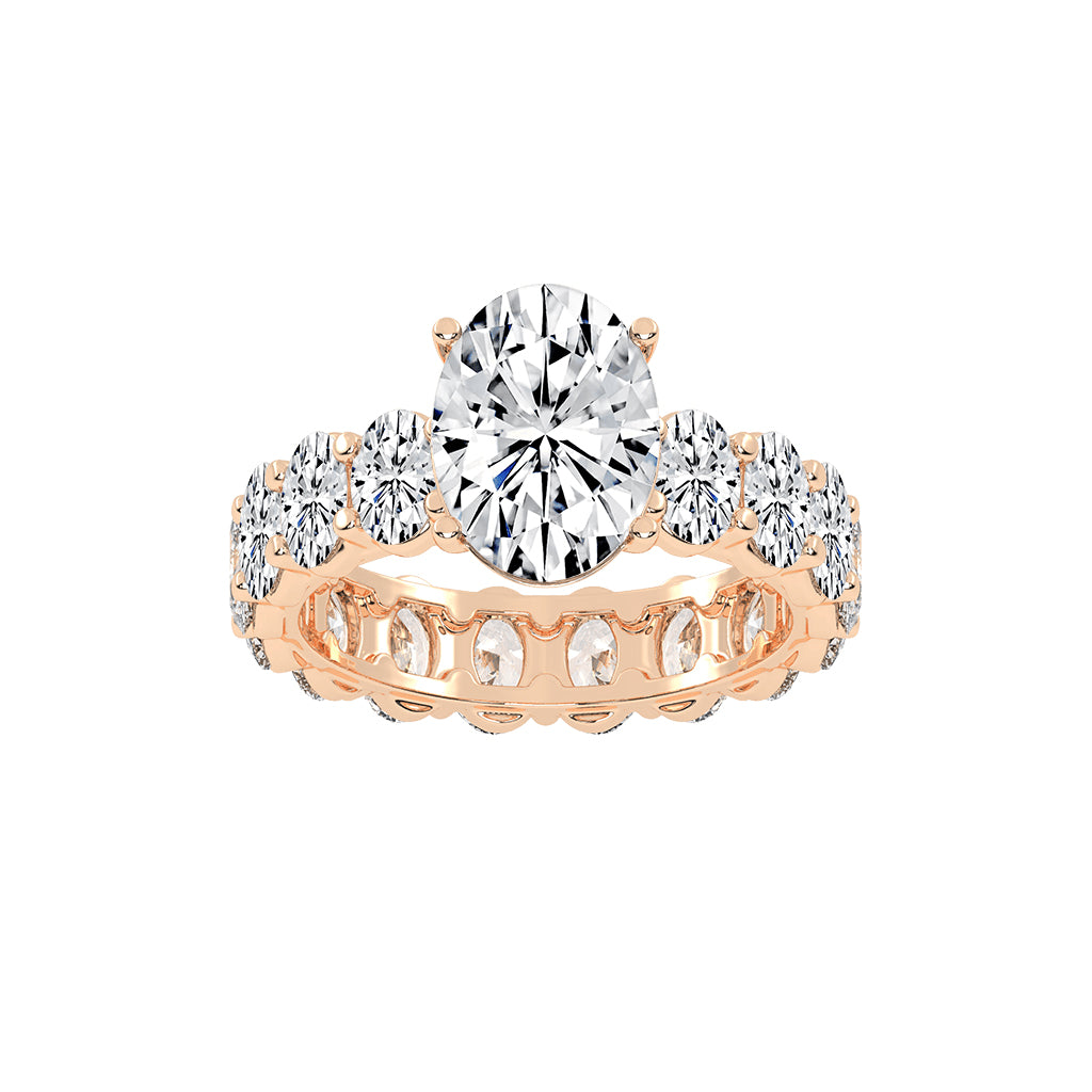 Diameer Oval Cut Side Stone Lab Diamond Ring